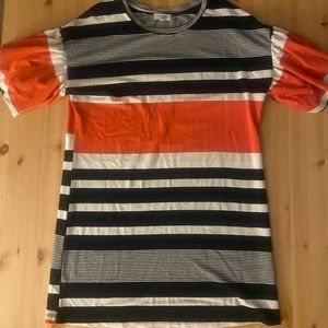 Orange and Black puff sleeve dress